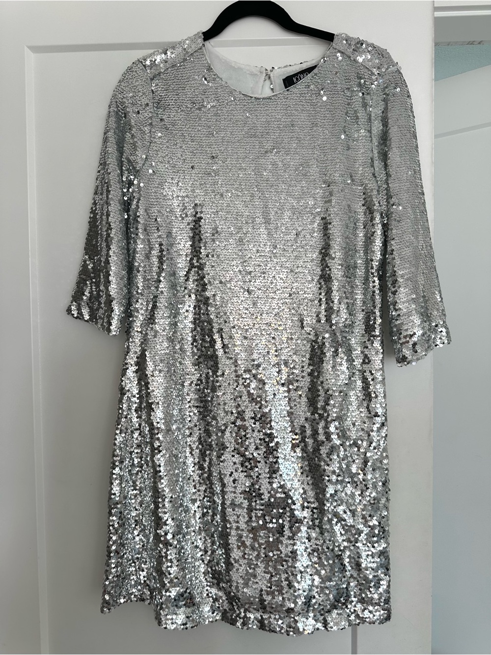 Simons Silver Sequin Mini Dress Loose-fitting Brand New